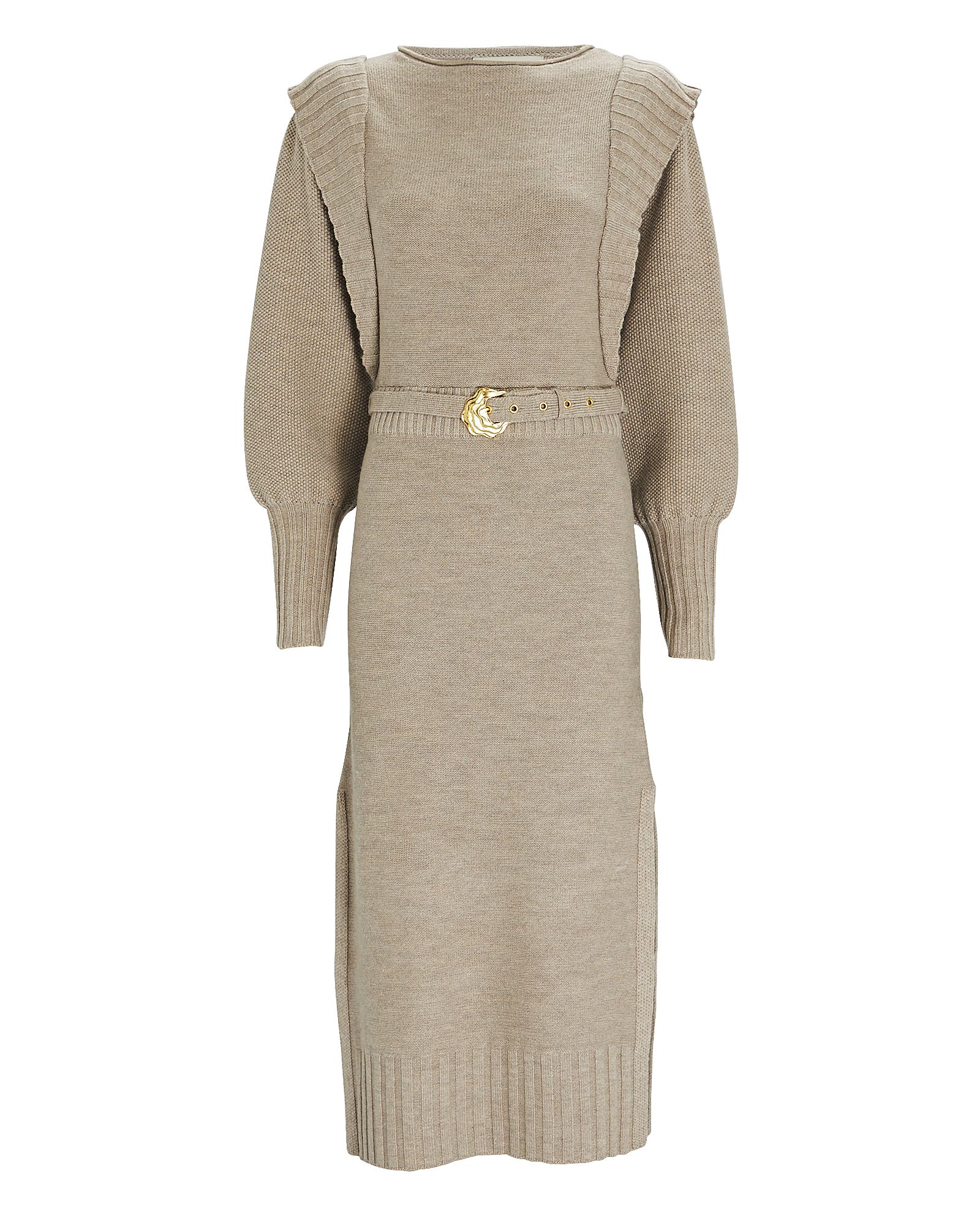 Nicholas Justine Wool Midi Sweater Dress, Beige XL | INTERMIX
