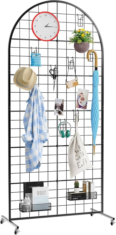 Asee'm Grid Wall Panels Display Stand 2.6' x 5.8' FT Black Movable Wire Grid Wall Display Rack He... | Amazon (US)