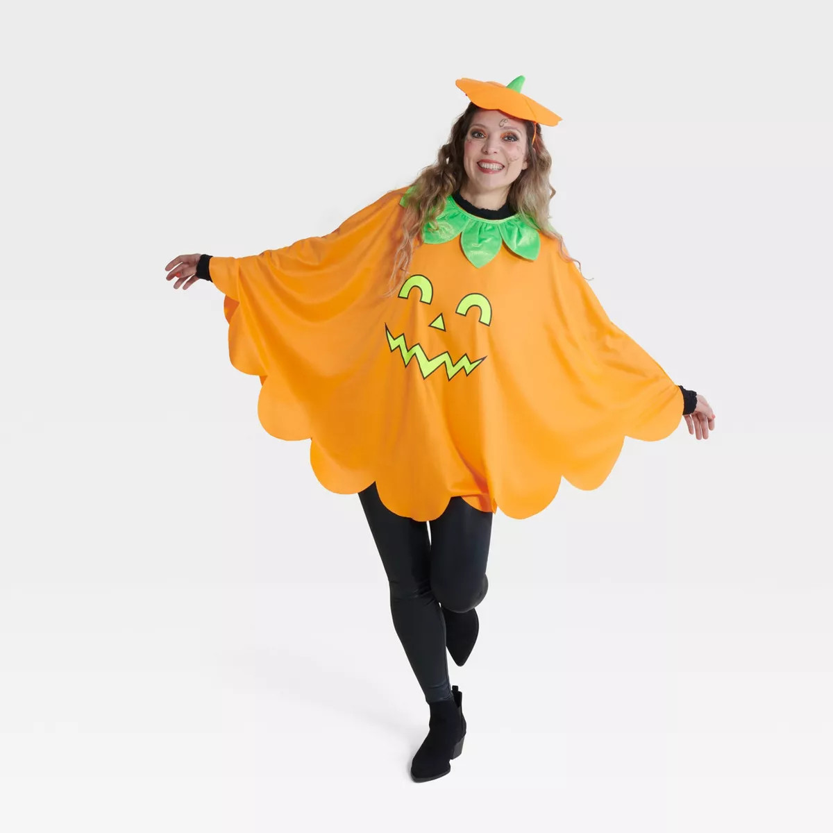 Adult Blacklight Responsive Pumpkin Poncho Halloween Costume Kit - Hyde & EEK! Boutique™ | Target