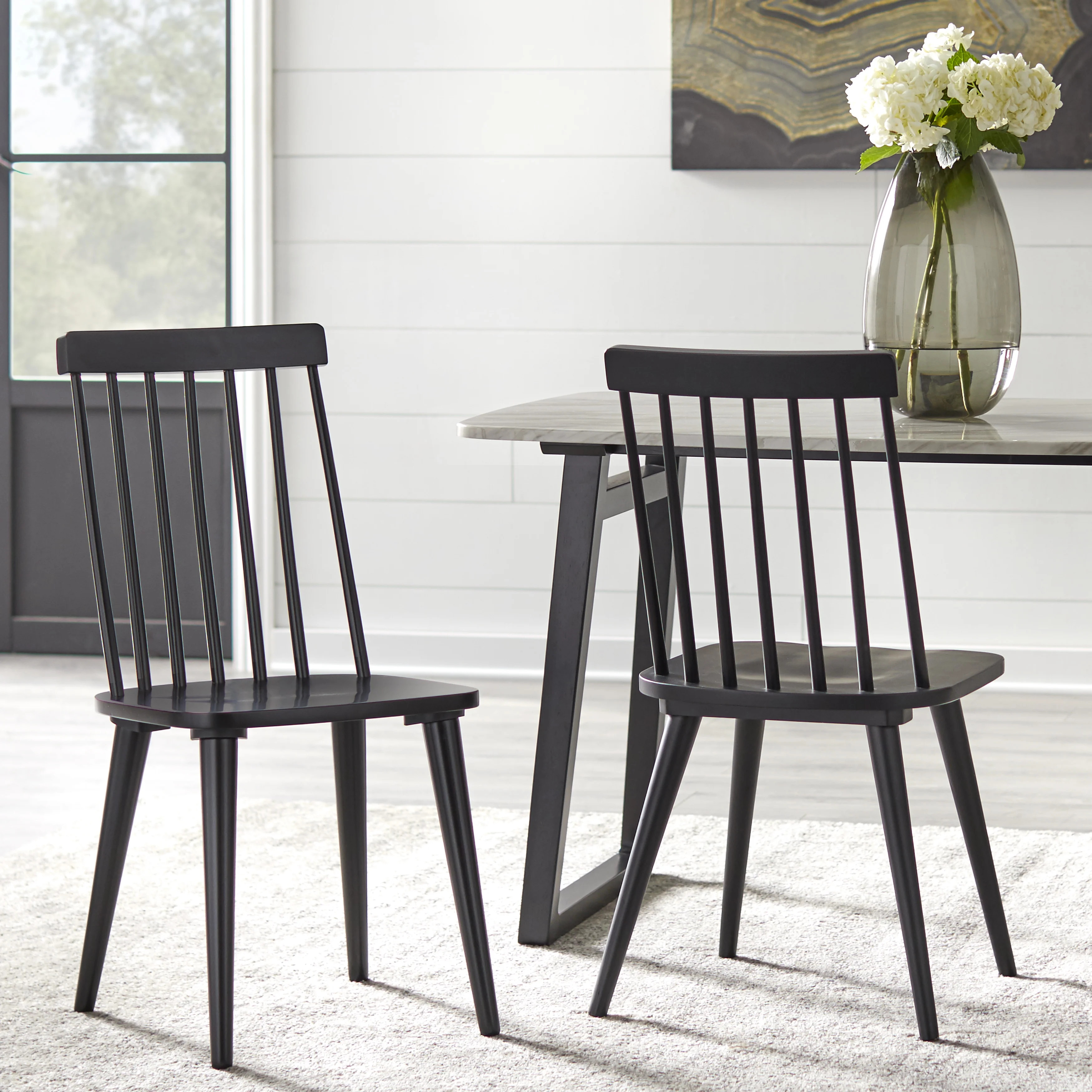 TMS Lowry Spindle Back Indoor Dining Chair, Set of 2, Black | Walmart (US)