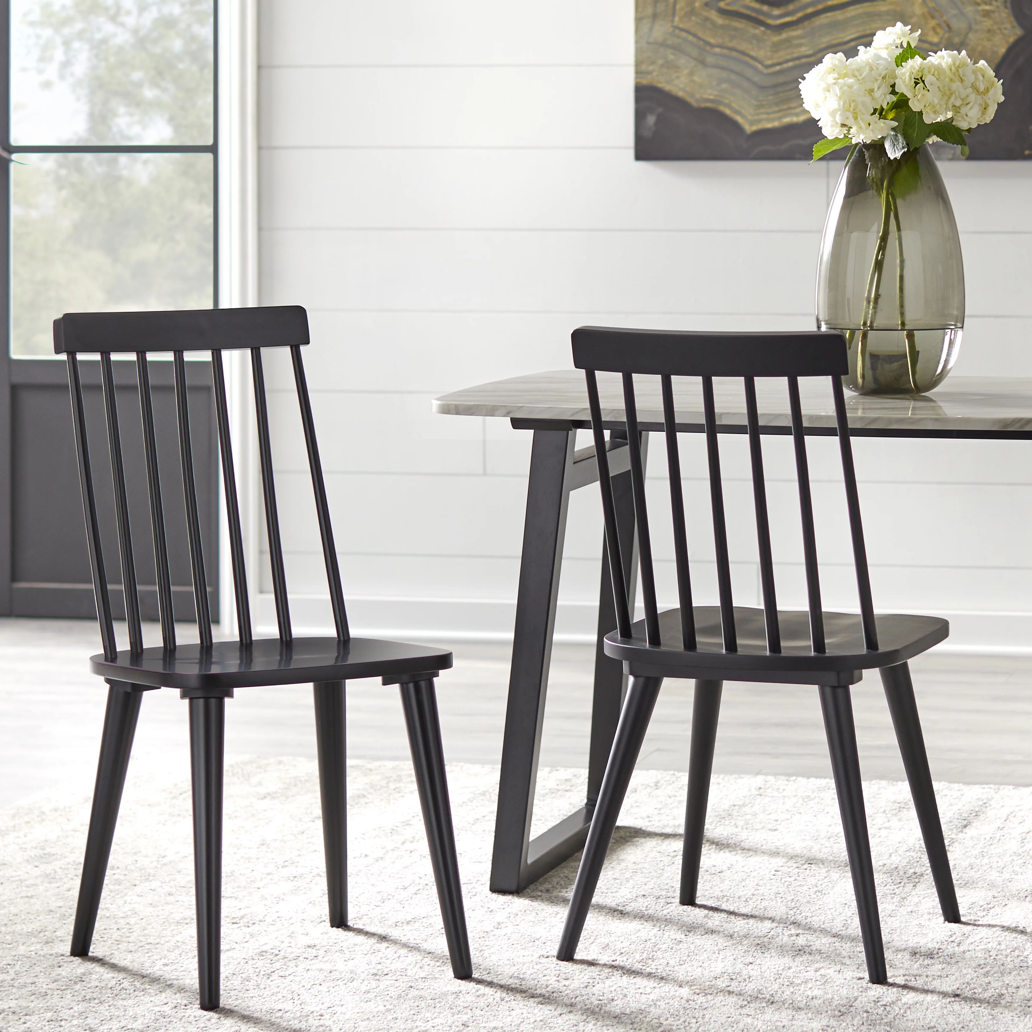 TMS Lowry Spindle Back Indoor Dining Chair, Set of 2, Black | Walmart (US)