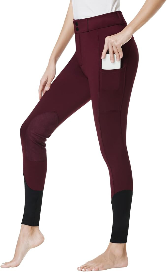 Turnhier Womens Horse Riding Pants Knee-Patch Equestrian Breeches Horseback Riding Tights with Po... | Amazon (US)