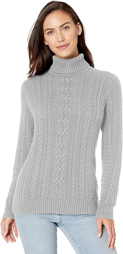 Amazon Essentials Women's Fisherman Cable Turtleneck Sweater | Amazon (US)