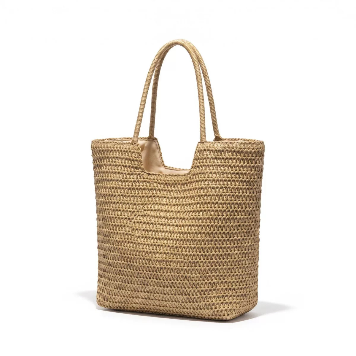 Alilang Woven Straw Tote Bag with Shoulder Straps Lightweight Crochet Knit Everyday Carry Tote Bag, Khaki | Target