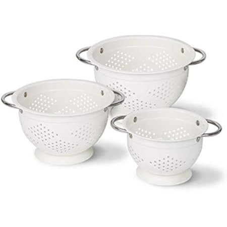 Rorence Powder Coated Steel Colander Set of 2 - White | Amazon (US)