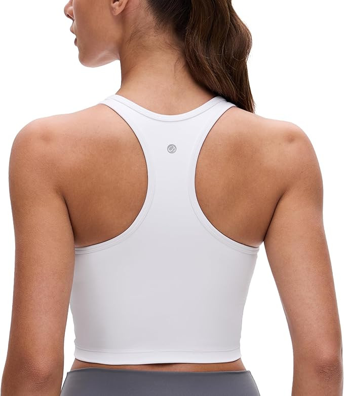 CRZ YOGA Butterluxe Racerback Crop Tank Tops for Women - Padded Y-Back Longline Sports Bras Scoop... | Amazon (US)