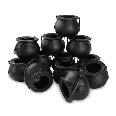 12Pcs Mini Black Cauldron with Handle Halloween Witch Pot Candy Holder for | Walmart (US)