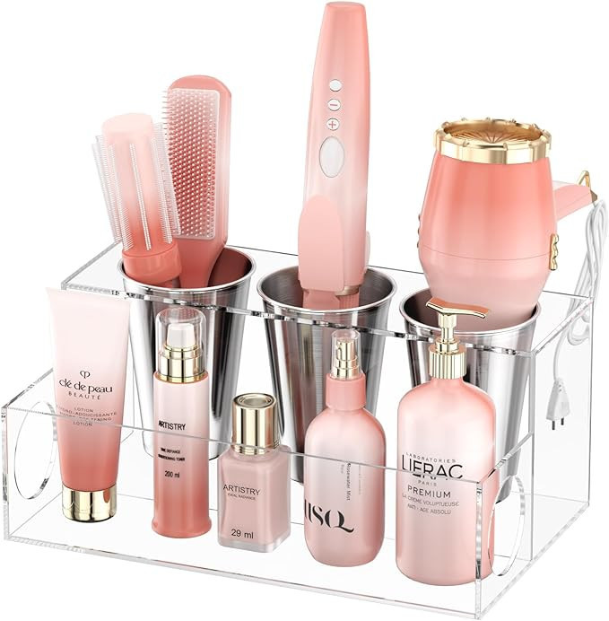 NIUBEE Hair Tool Organizer, Clear Acrylic Hair Dryer and Styling Organizer, Bathroom Countertop B... | Amazon (US)