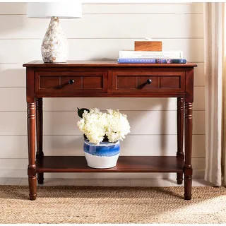SAFAVIEH Samantha Dark Cherry 2-drawer Console Table - 35.8" x 13.8" x 29.5" - 35.8" x 13.8" x 29... | Bed Bath & Beyond