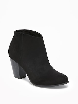 Sueded Block-Heel Booties for Women | Old Navy US