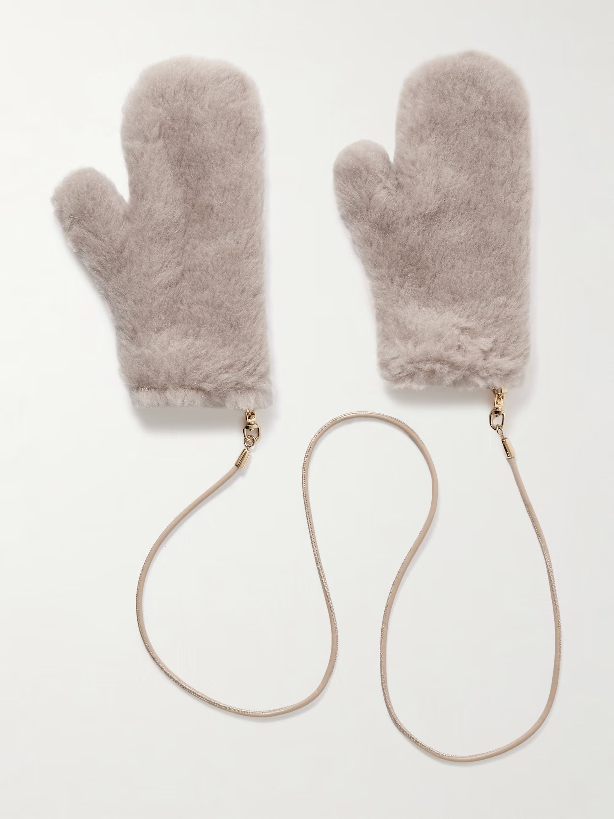Leather-trimmed alpaca-blend mittens | NET-A-PORTER (UK & EU)