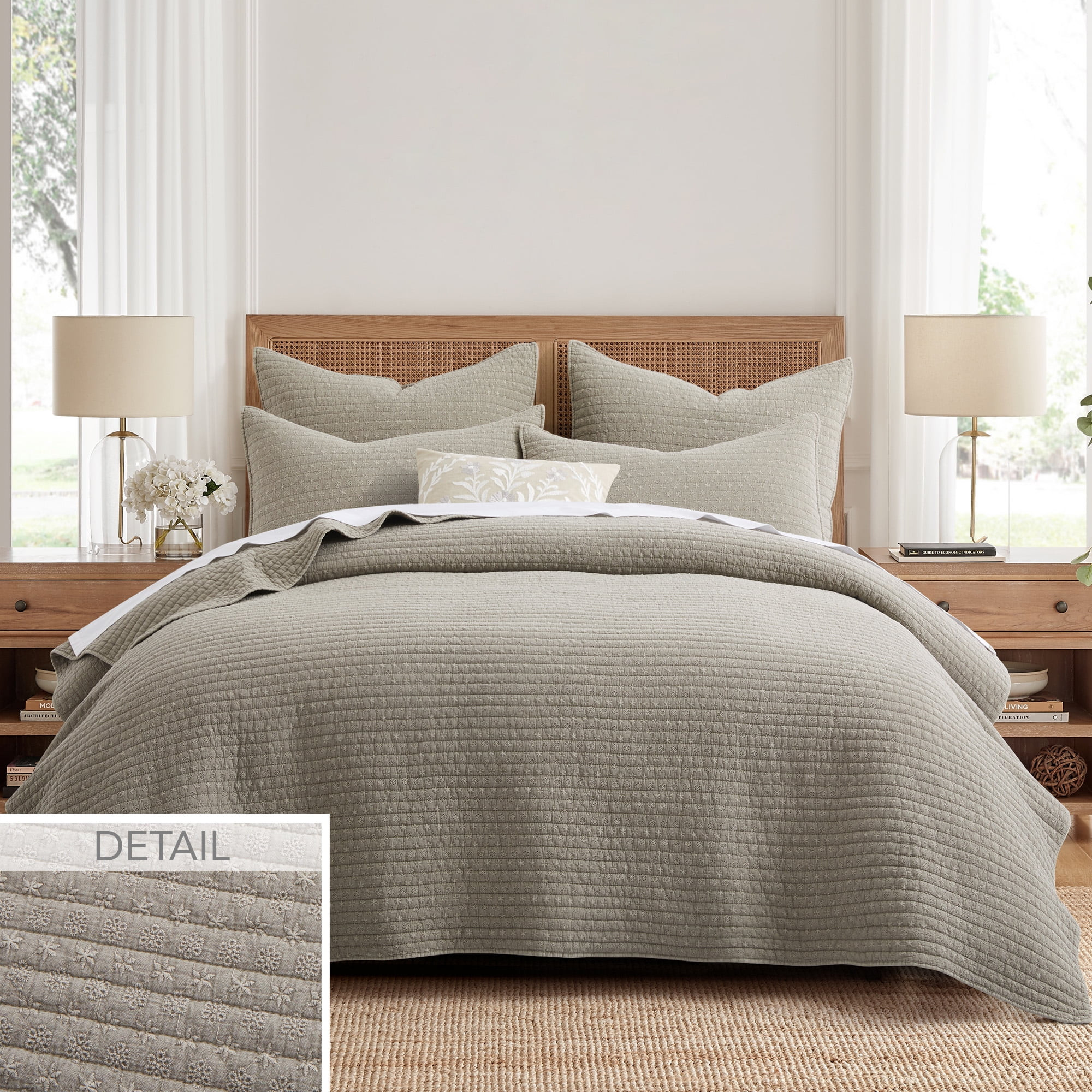 Levtex Home - Eyelet Taupe Quilt Set - Full/Queen Quilt and Two Standard Shams - Eyelet - Taupe -... | Walmart (US)