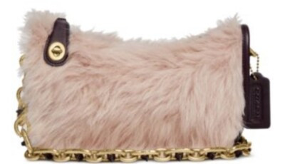 ❤️Coach Swinger Oxblood/Brass Bag With Chain In Shearling and Leather | eBay US