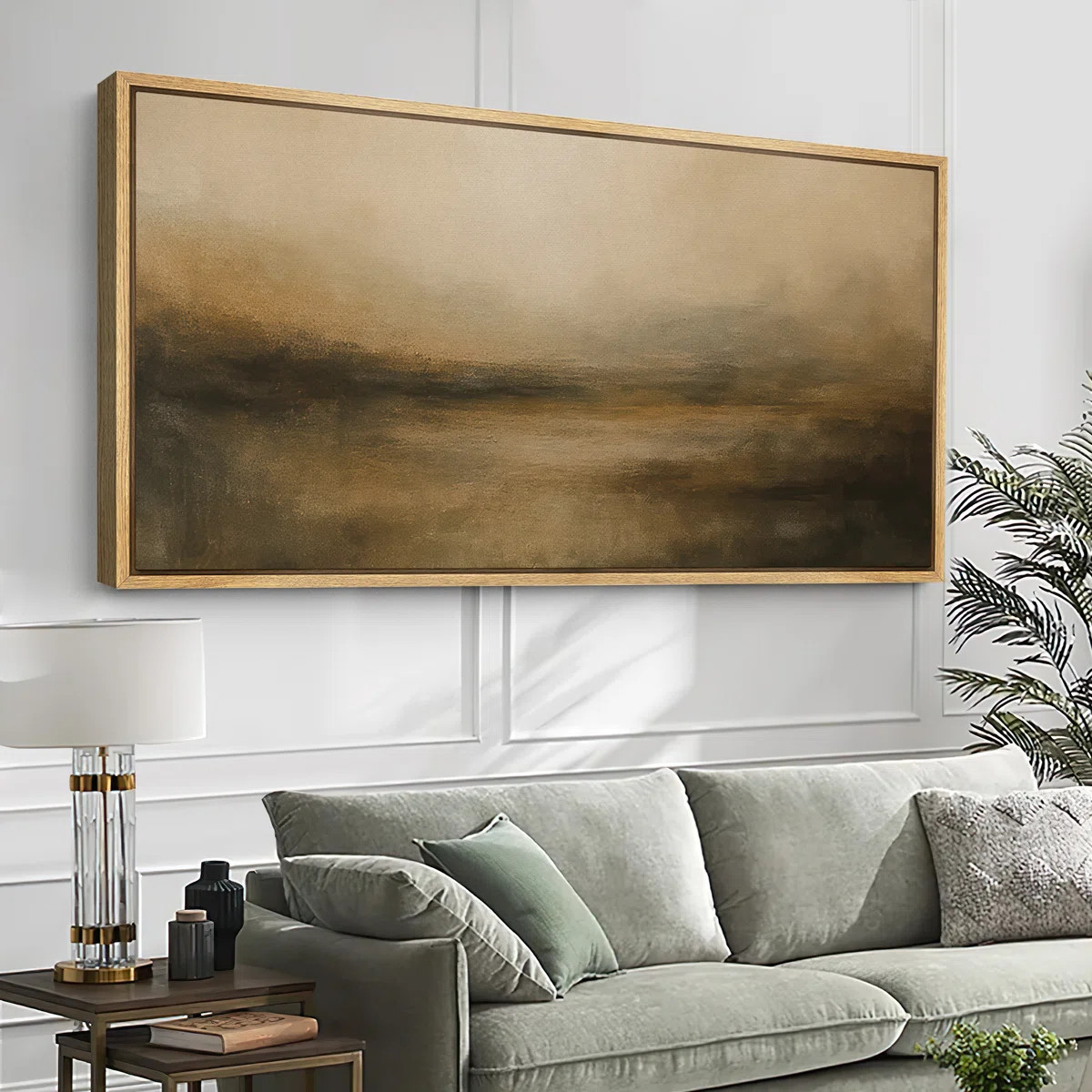 Large Framed Canvas Print Wall Art - Neutral Abstract Landscape Print for Minimalist Modern Wall ... | Wayfair North America