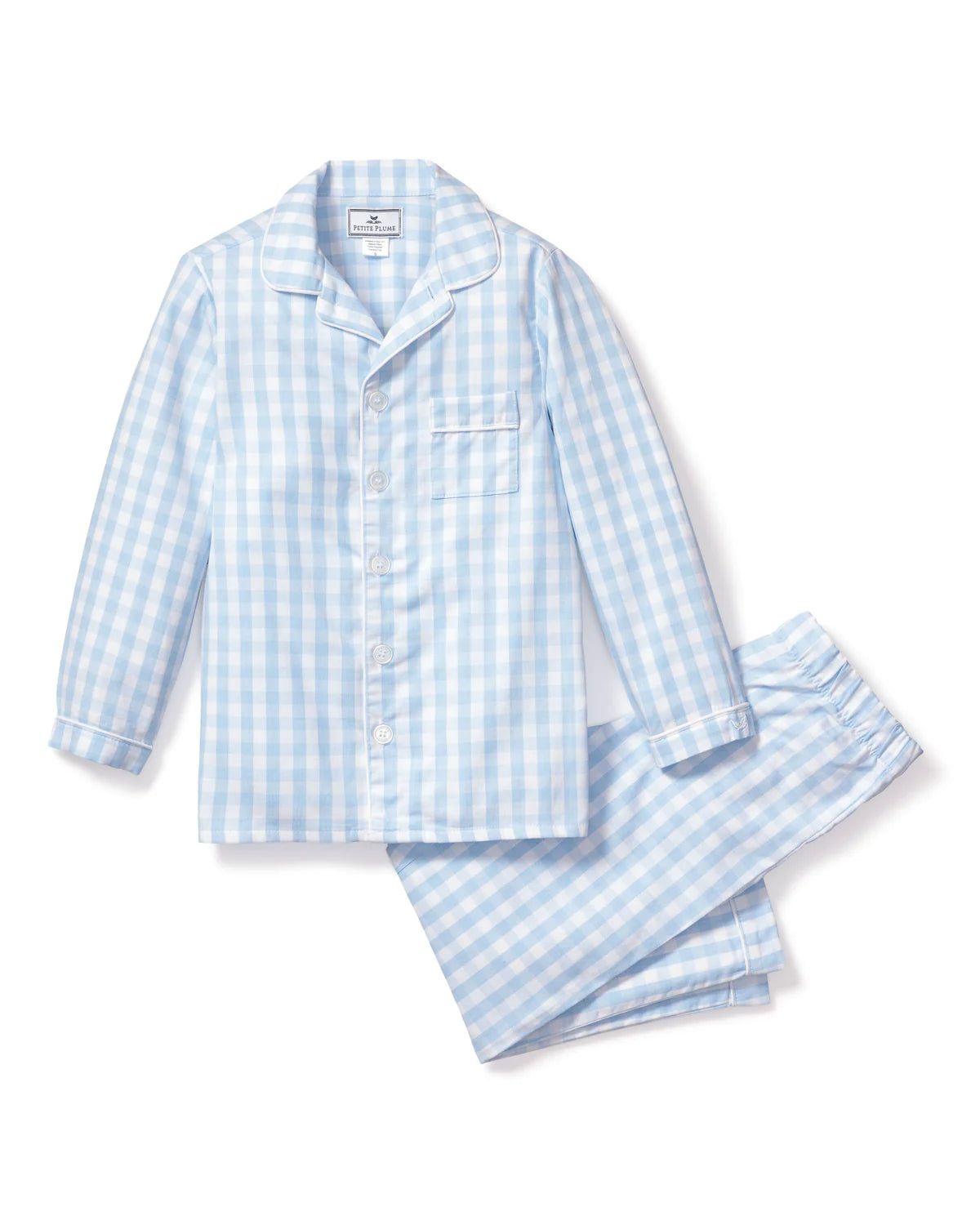 Petite Plume Light Blue Gingham Pajama Set | JoJo Mommy