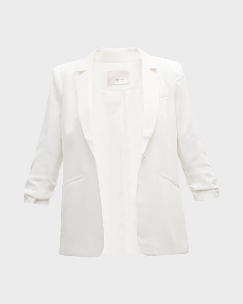 Cinq a Sept Khloe Crepe 3/4-Sleeve Blazer, White Blazer, White Blazer Outfit, Summer Blazer | Neiman Marcus