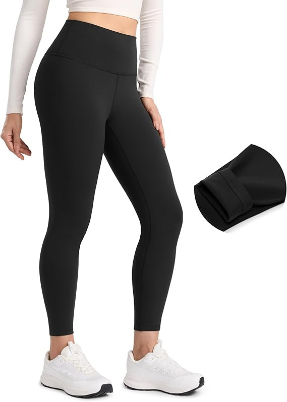 CRZ YOGA Matte Fleece Lined Leggings 25'' - Thermal Casual Lounge Workout Womens Yoga High Waiste... | Amazon (US)