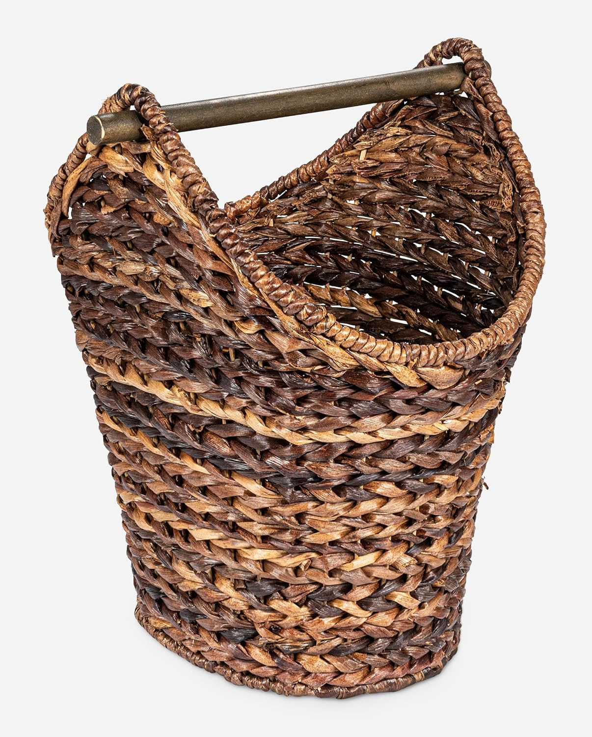 Creative Co-Op Boho Oval Braided Bankuan Bathroom Tissue/Toilet Paper Basket with Wood Handle, Brown | Amazon (US)