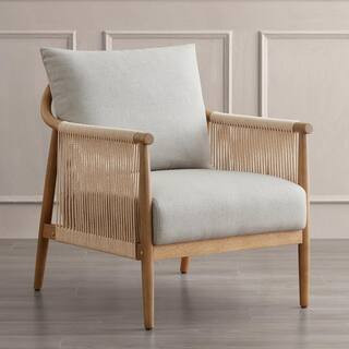 Spruce & Spring Calliope Light Grey Modern Fabric Accent Chair with Solid Wood Frame Armchair for... | The Home Depot