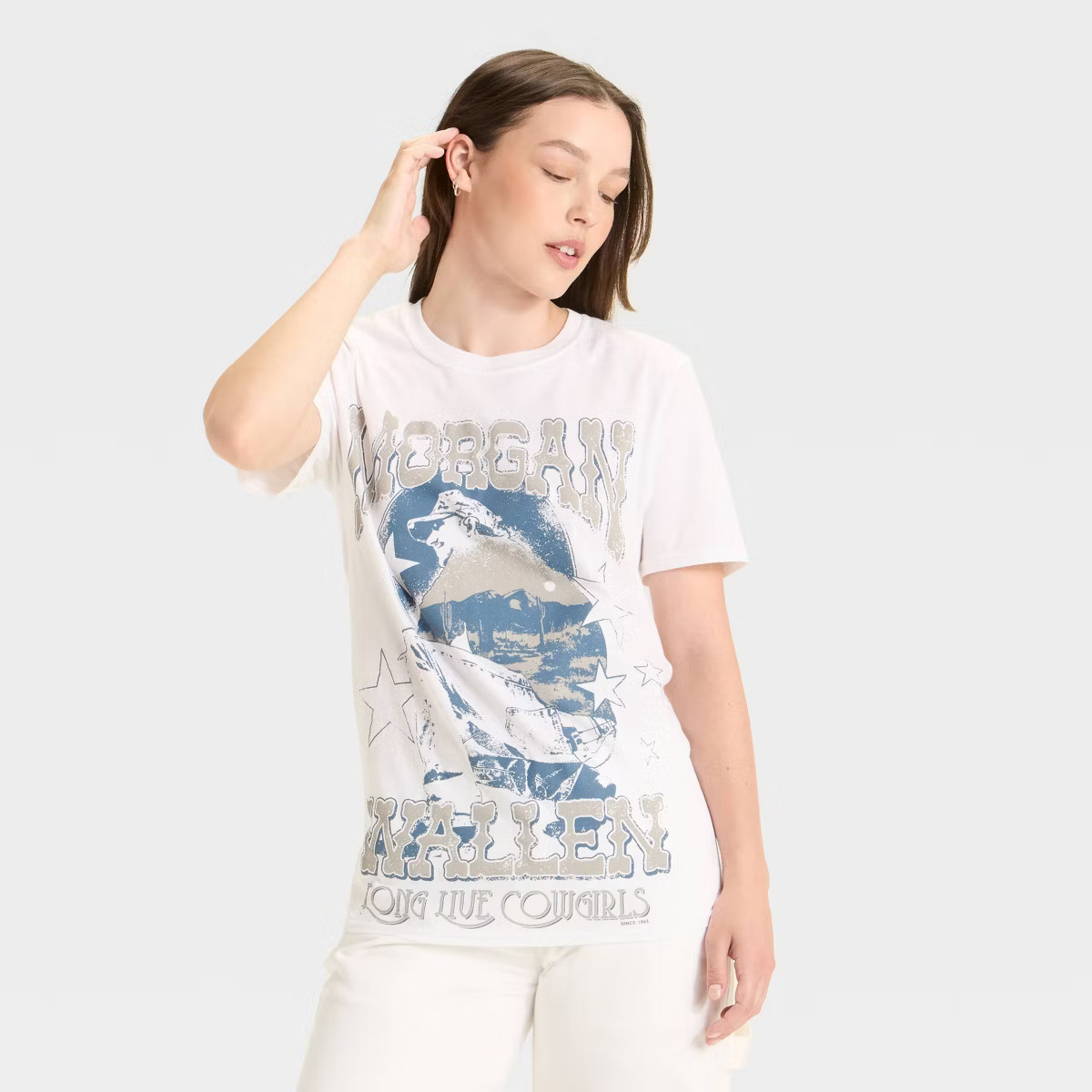 Women's Morgan Wallen Cowgirls Short Sleeve Graphic T-Shirt - White | Target