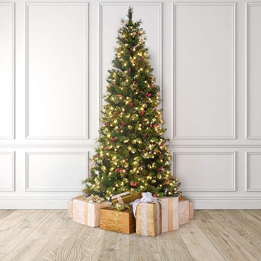 MARTHA STEWART Pinecone and Berry Pre-Lit Artificial Christmas Tree, 7.5 ft, Clear Lights | Amazon (US)