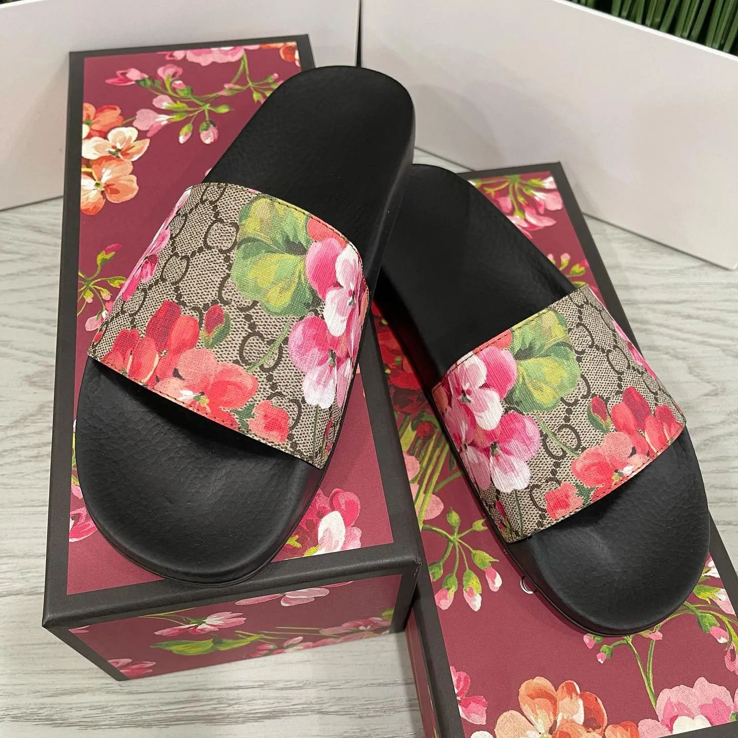 Fashion flower Heel canvas tazz Slipper Floral slide sandal top Woman man snake tiger Beach shoe ... | DHGate