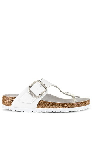 Gizeh Big Buckle Sandal in White | Revolve Clothing (Global)