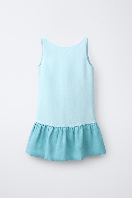 LINEN BLEND RUFFLED DRESS | Zara US
