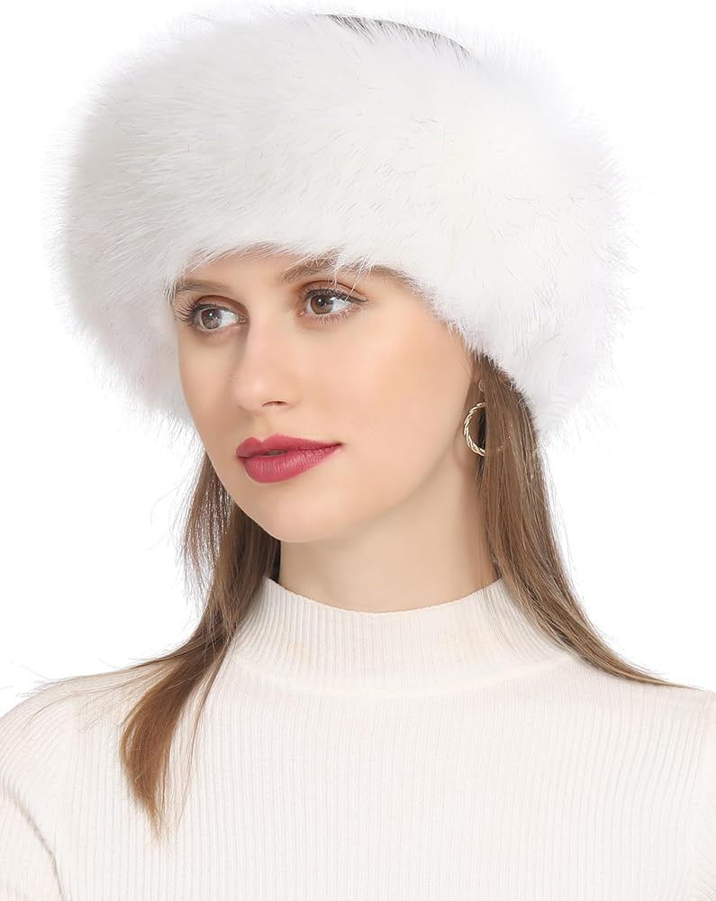 Faux Fur Headband for Women Winter Earwarmer Earmuff with Elastic | Amazon (US)