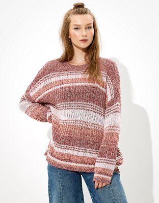 AE Oversized Striped Crew Neck Sweater | American Eagle Outfitters (US & CA)