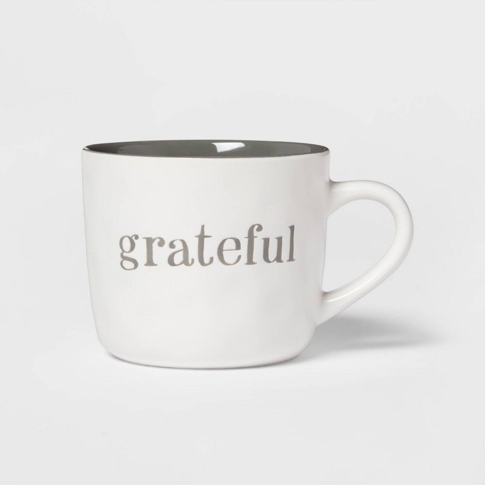 16oz Stoneware Grateful Daria Mug White - Threshold | Target