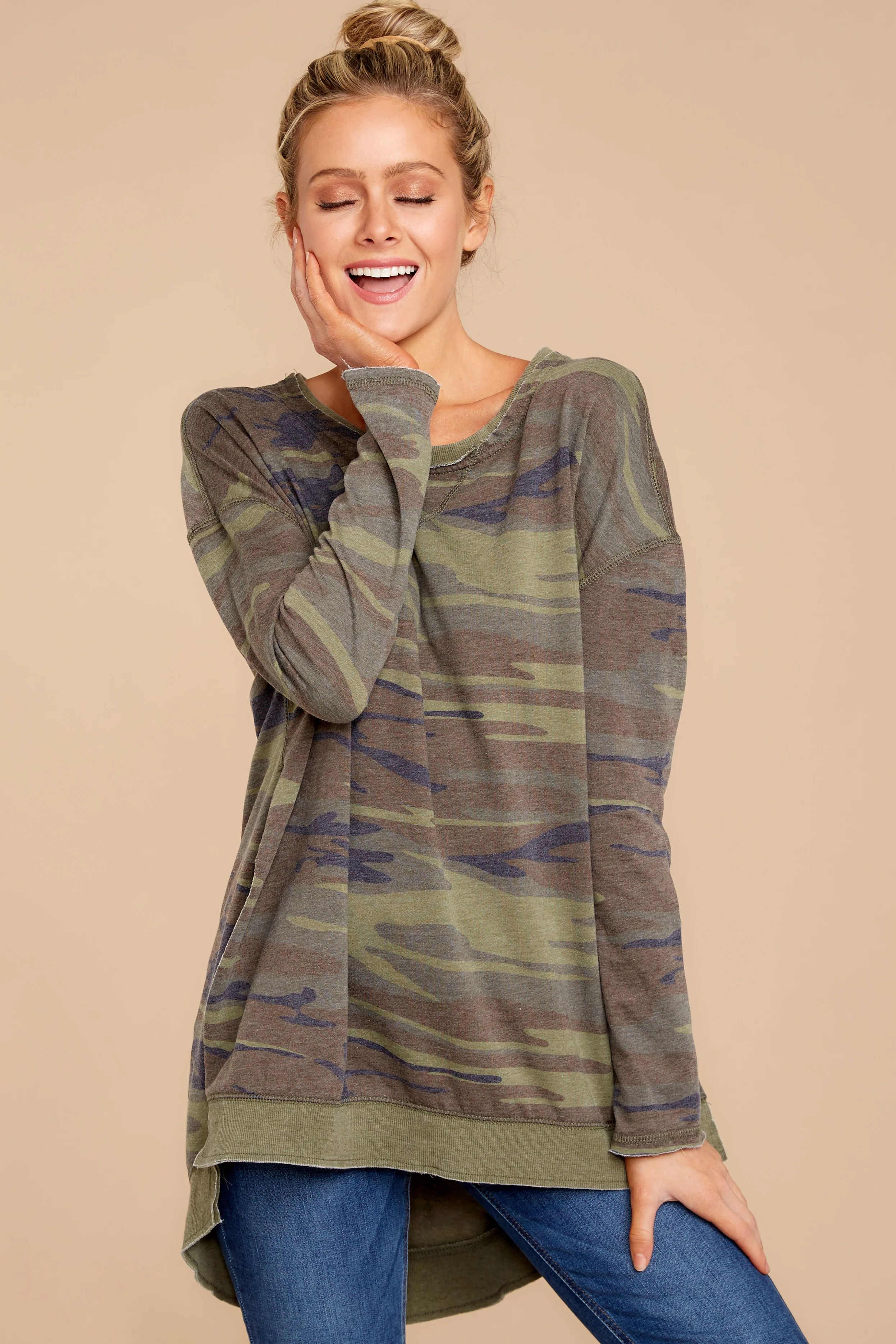 The Camo Green Weekender Sweater | Red Dress 
