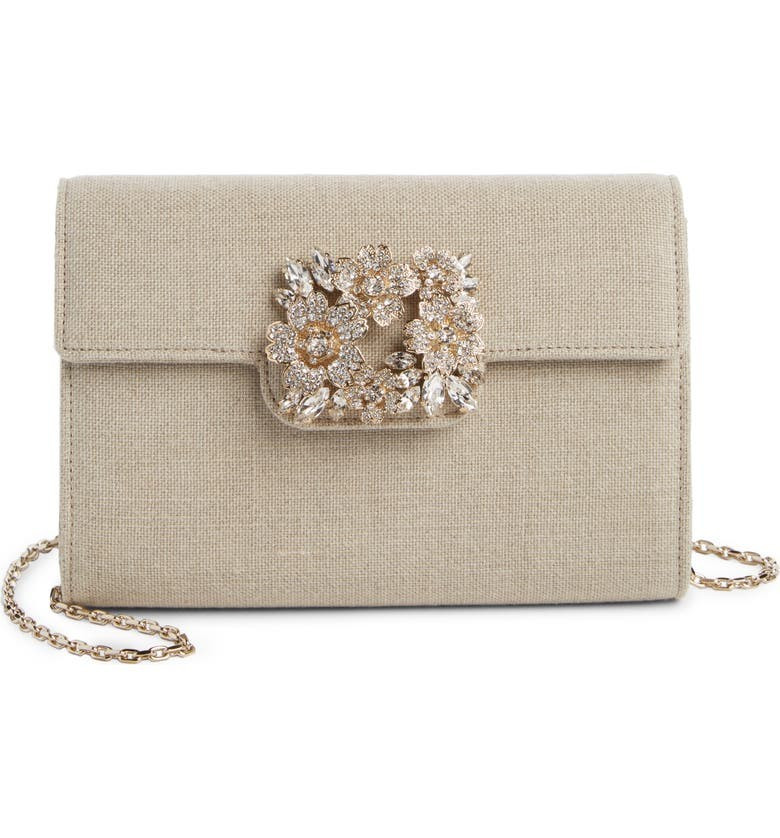 Bouquet Strass Buckle Linen Mini Clutch | Nordstrom