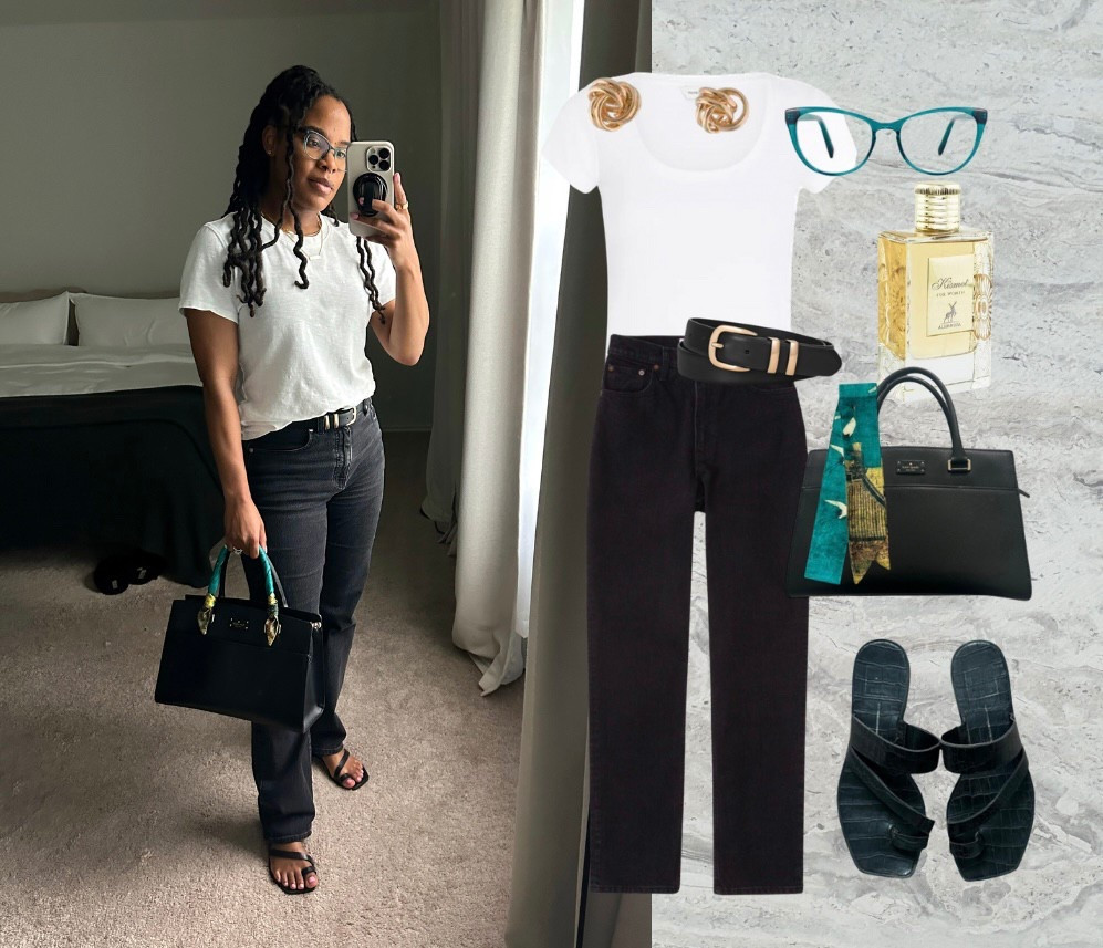 Loving adding skinny scarves to my bags! 
It’s adds some approachable color and print to an otherwise neutral spring outfit with black jeans.

spring fashion black women • elevated casual outfits • spring fashion • chic outfits • spring outfit • spring outfits aesthetic • spring outfits casual • spring outfits for women • spring shoes • elegant casual outfits • casual classy outfits • casual classy outfit ideas • spring outfit ideas black girl • cute spring outfits • spring outfit ideas black women • spring outfit ideas • spring style trends • neutral spring outfits

#LTKFindsUnder100 #LTKStyleTip #LTKSeasonal