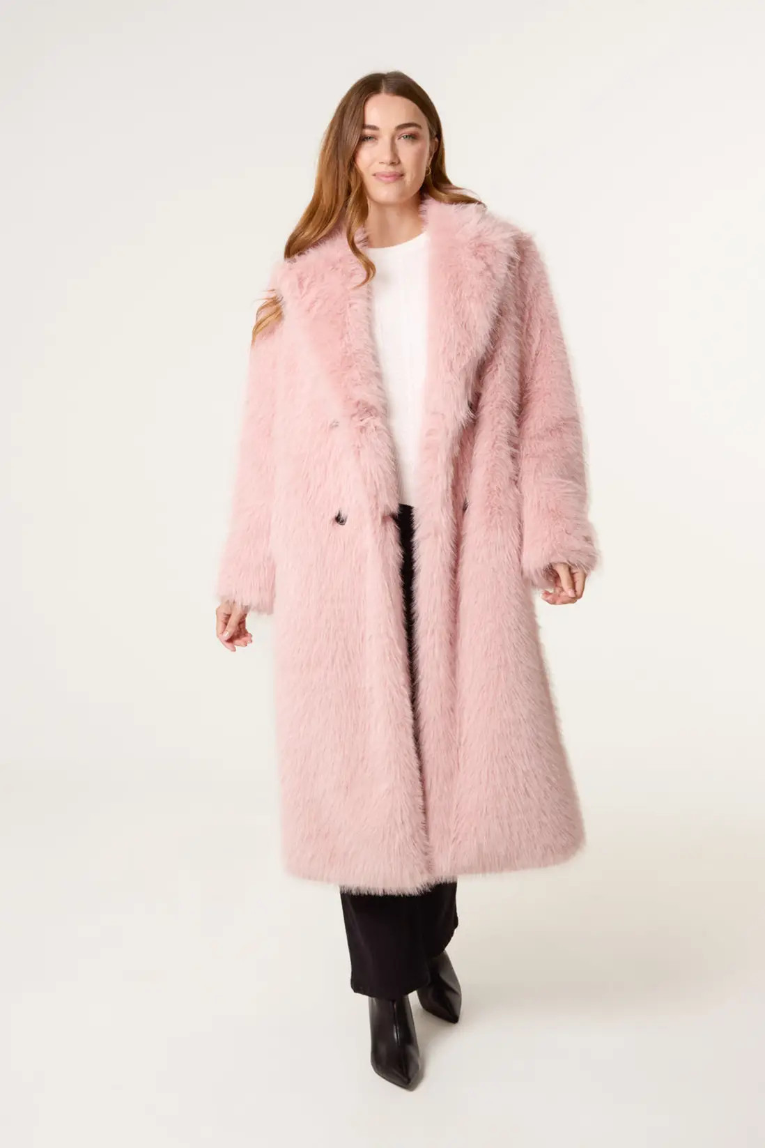 Pink Long Fluffy Coat | Boohoo.com (UK & IE)