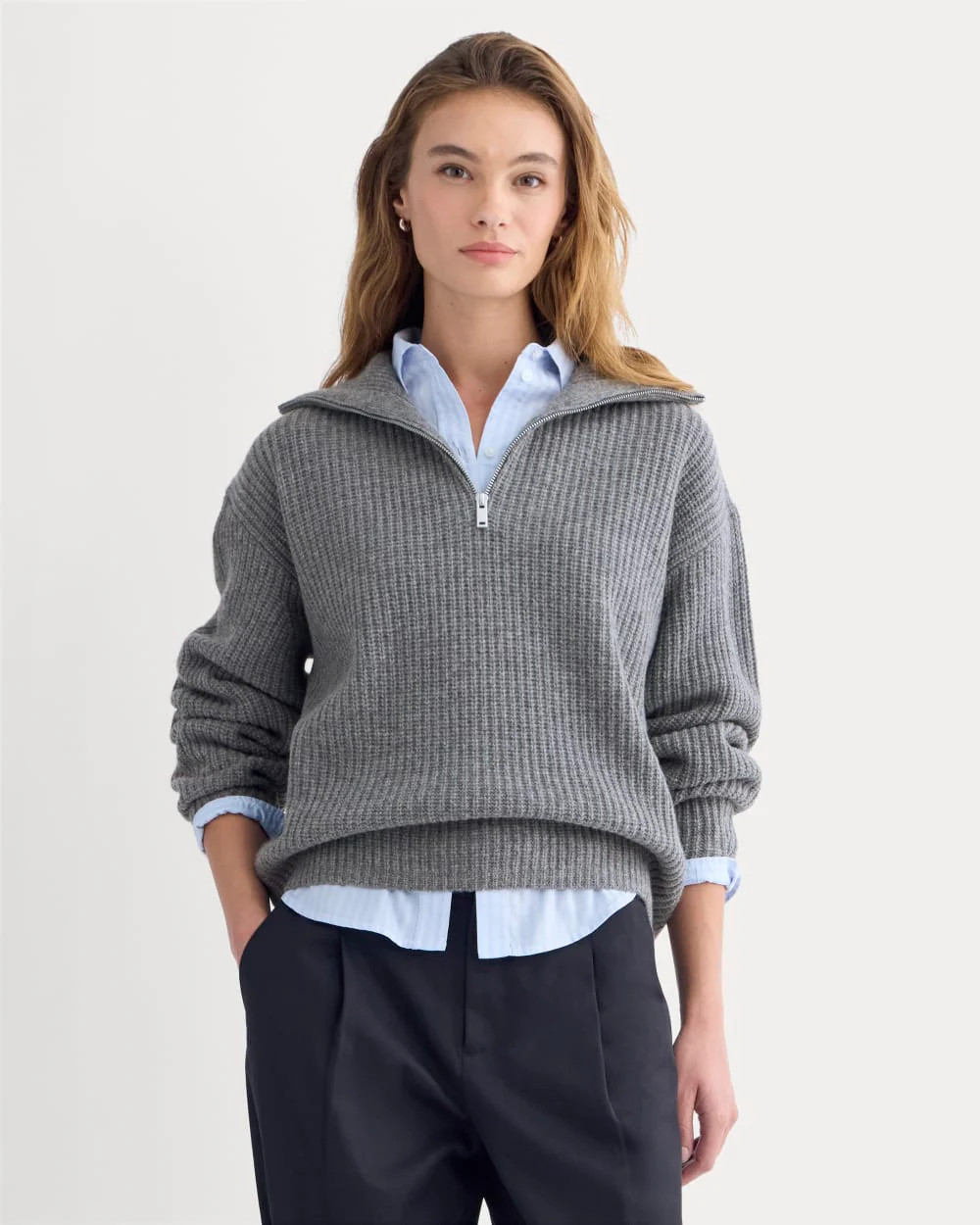 The Half-Zip Sweater in Luxe Merino | Heathered Mid-Grey | Everlane