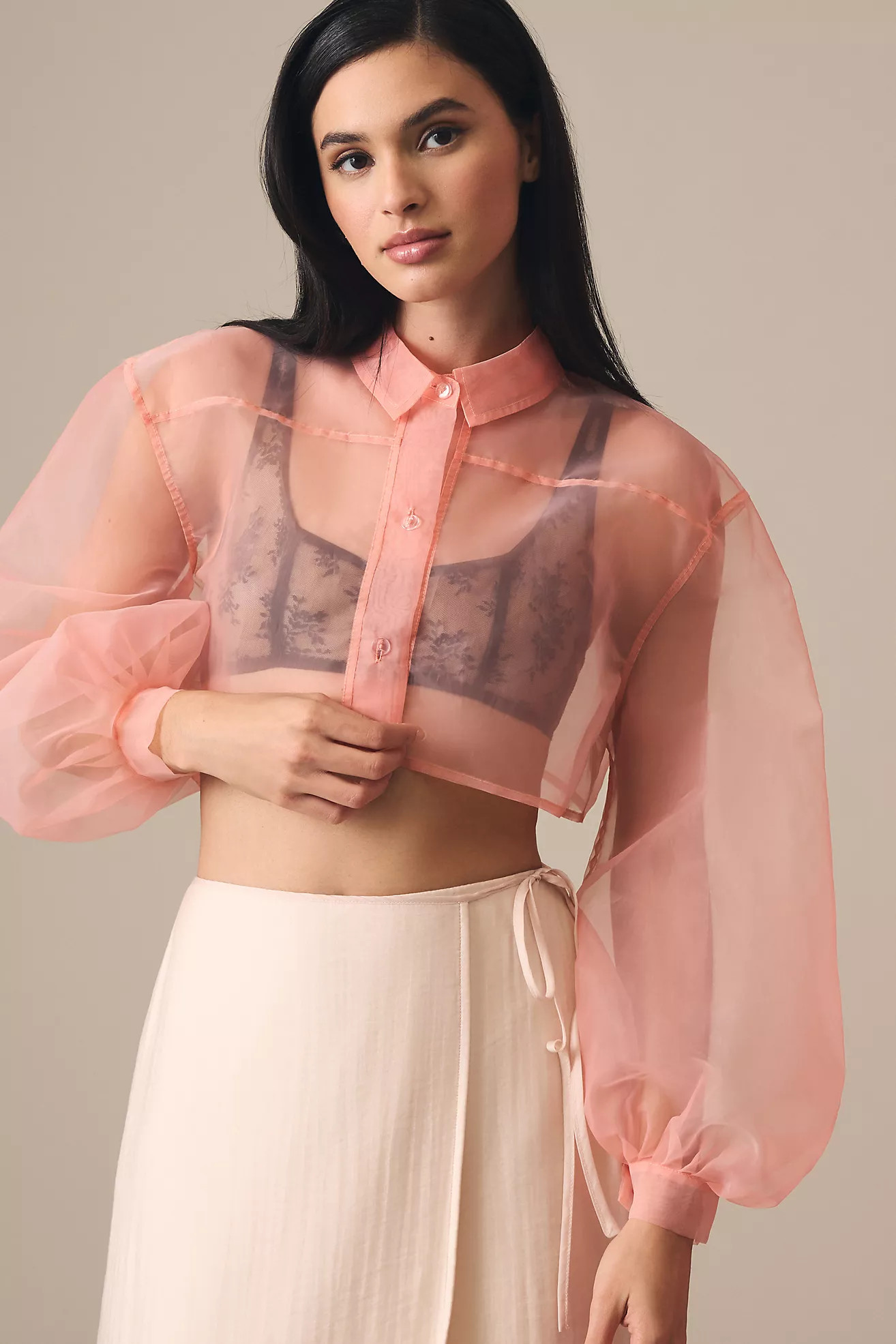 By Anthropologie Sheer Crop Blouse | Anthropologie (US)