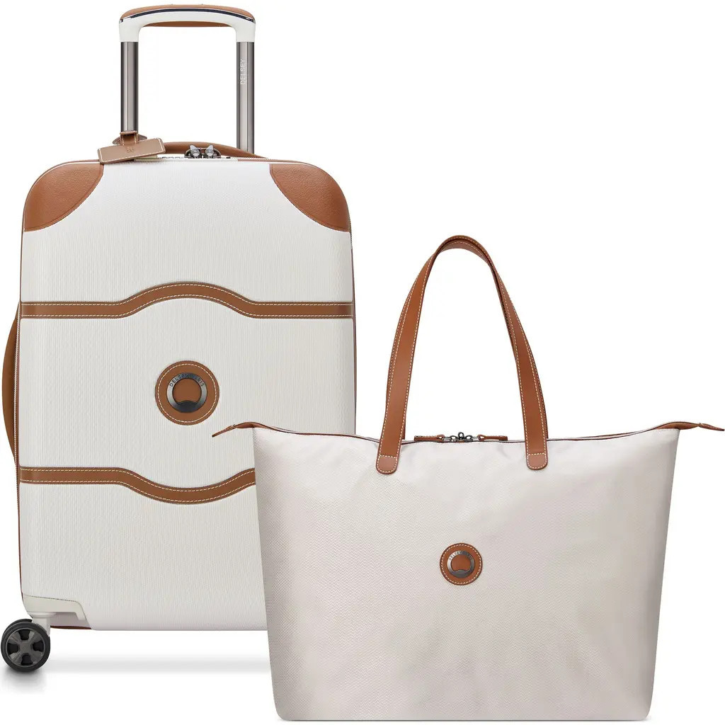 Delsey Paris Chatelet Air 2.0 - 2 Piece Set - 21" Carry-On Spinner & Tote Bag in Angora at Nordstrom | Nordstrom