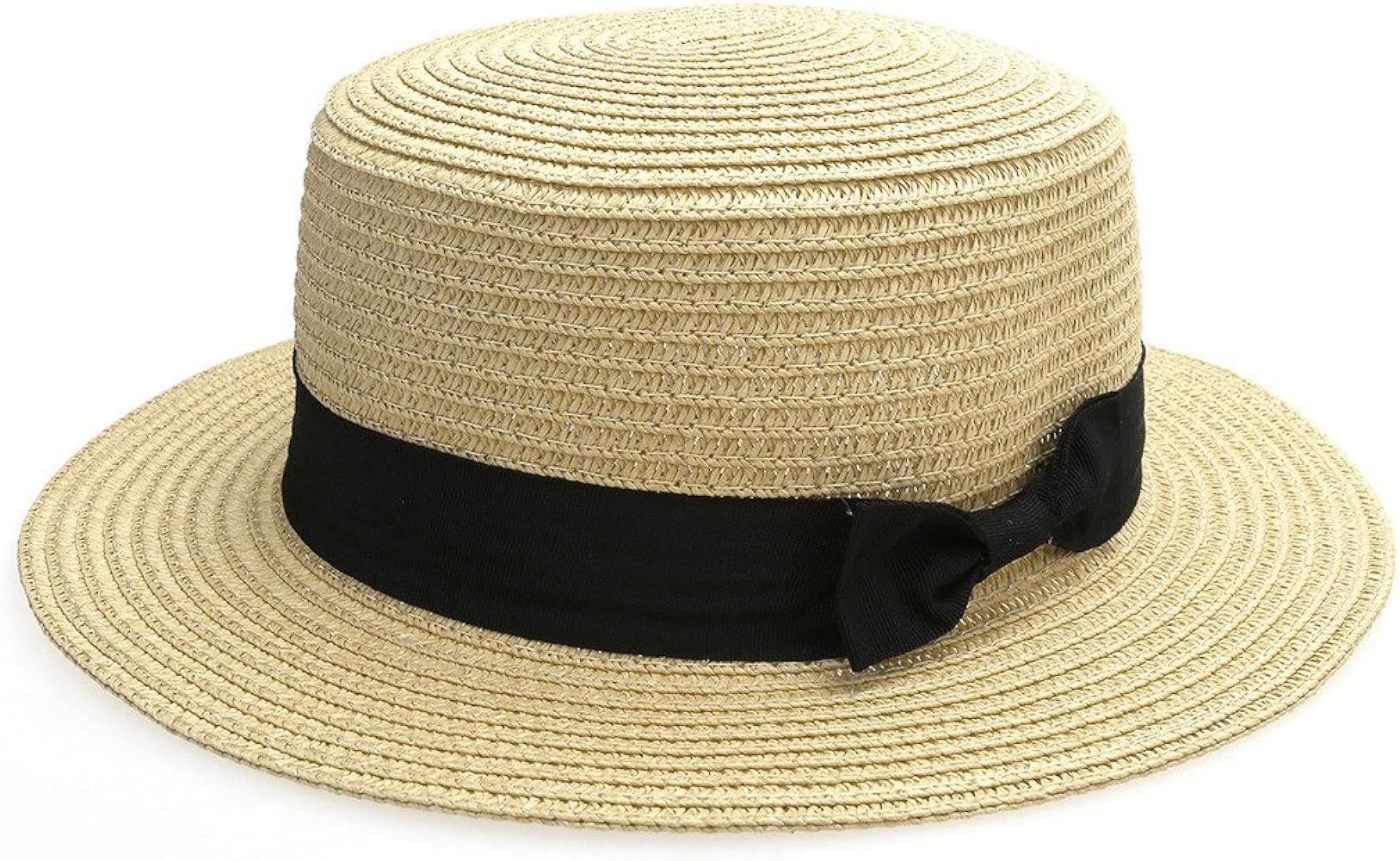 Ayliss Women Bowknot Straw Hat Summer Fedoras Boater Sun Hat | Amazon (US)