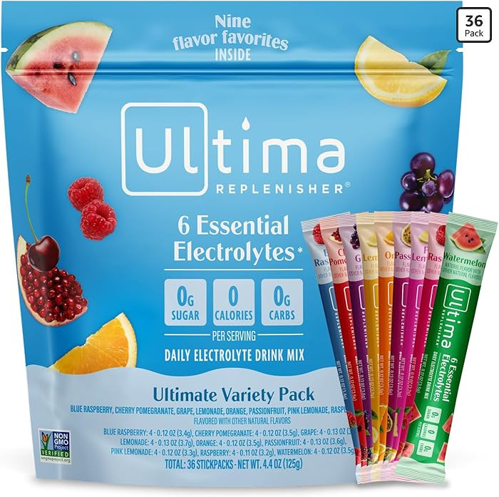 Ultima Replenisher Daily Electrolyte Powder – Ultimate Variety Pack, 36 Stickpacks – Zero Sug... | Amazon (US)