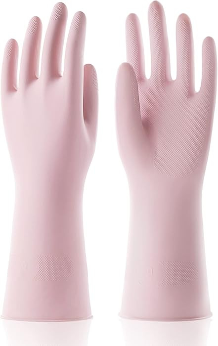 COOLJOB Medium Household Rubber Gloves with Cotton Liner & Non-slip Grip, Waterproof Long Lasting... | Amazon (US)