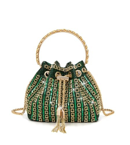 Sweetovo Sparkly Diamond Evening Bag Clutch Purses for Women Rhinestone Purse Glitter Handbag for Party Prom Cocktail Wedding (Green) | Amazon (US)