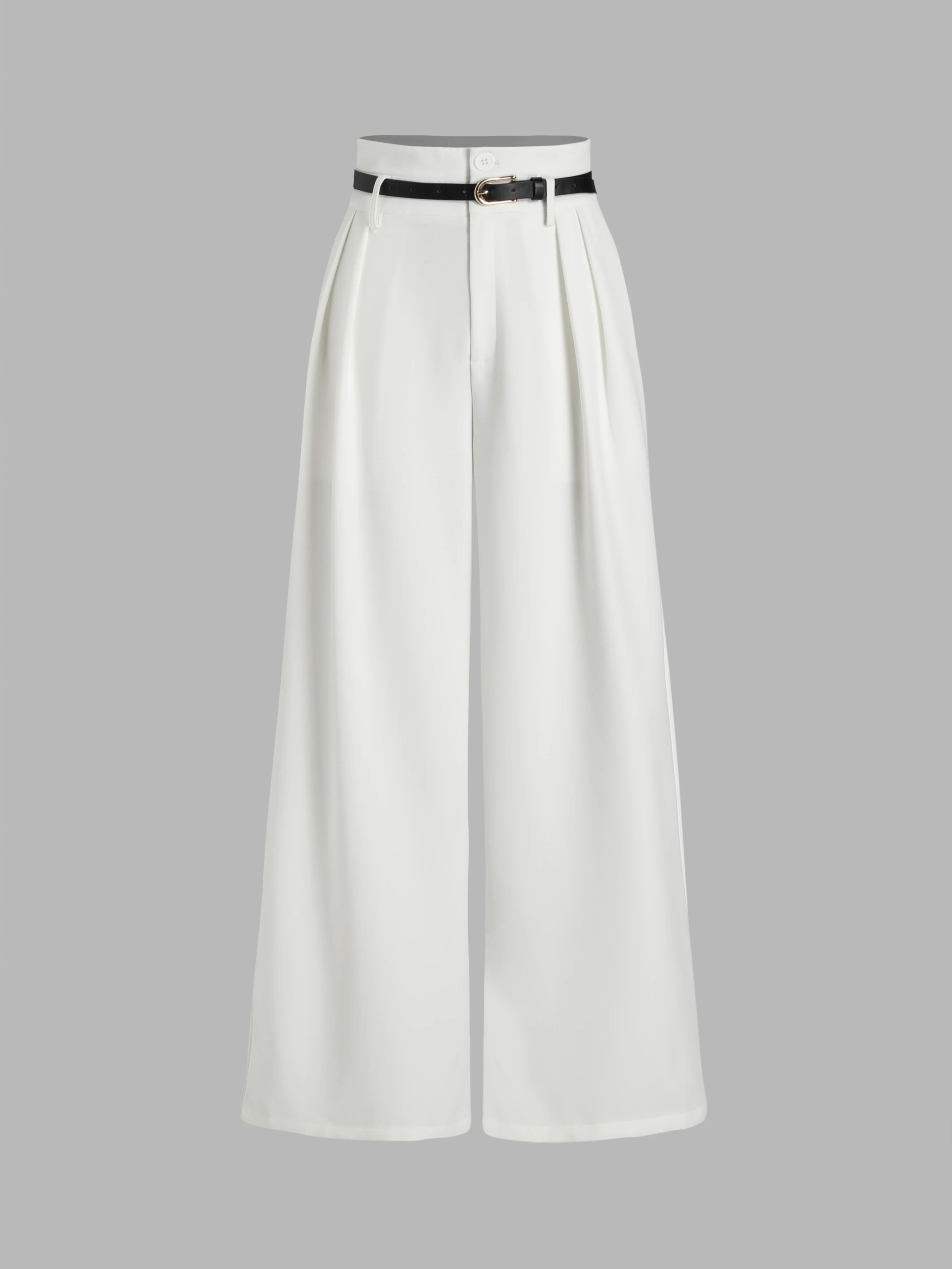 Old Money Style Woven Belted High Waisted Pleated Trousers For Daily Casual Work | Cider
