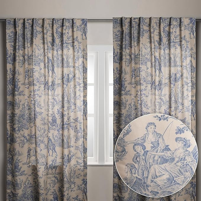 Maison d' Hermine 100% Cotton Curtain - 50"x124" Blue Decorative Curtain - Aesthetic Curtains for... | Amazon (US)