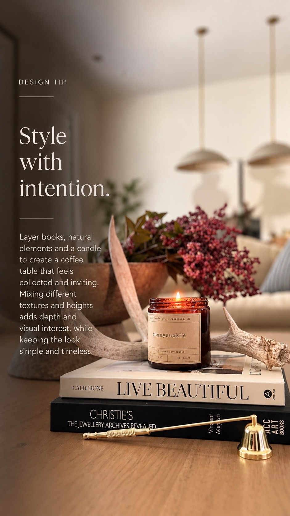 A few intentional layers can turn a coffee table into a beautiful focal point 🤎 Stack favorite books, mix in sculptural and natural elements, and finish with candlelight for a collected look full of warmth and character.

#CoffeeTableStyling #LivingRoomDecor #InteriorStyling #HomeInspiration #PorchAndCo

#LTKHome #LTKvlog