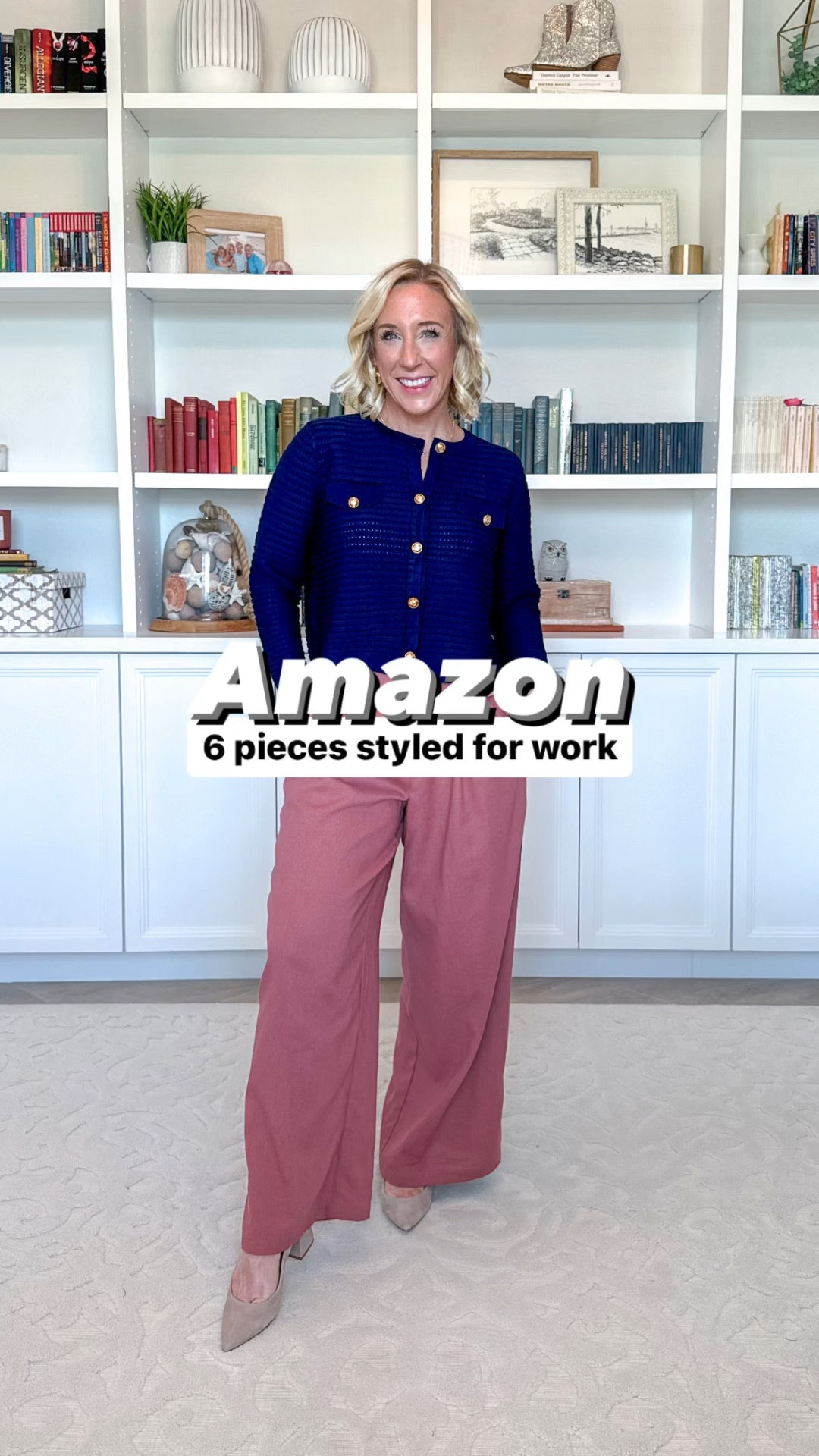 Amazon work wear pieces (all size small, except for pleated dress, which I’m wearing a size 6).
• Discount codes (can be stacked on top of other codes or discounts!):
1. Linen pants - use code 
HP3QFNDS (good through 8/18).
2. Navy cardigan - use code 3. UKLMRL4C (good through 8/17). 
3. Sweater dress - use code RLKL6T78 (black color not discounted) (good through 8/18). 
4. Pleated dress - use code 
HP3QFNDS (good through 8/18).
5. Khaki cardigan - use code 
3NRURWT4 (good through 8/15).
6. Long cardigan (no code but there is currently a 10% coupon)

#LTKFindsUnder50 #LTKVideo #LTKWorkwear