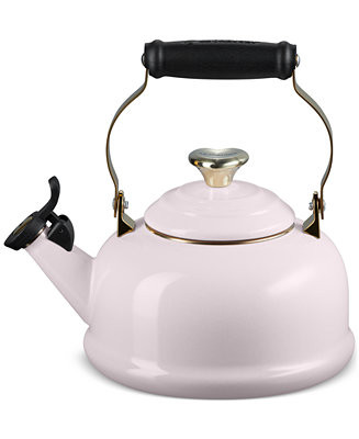 Le Creuset Enamel On Steel Whistling Kettle 1.7 Qt. Light Gold Heart - Macy's | Macy's