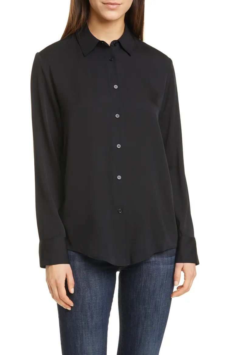 Long Sleeve Stretch Silk Button-Up Shirt | Nordstrom