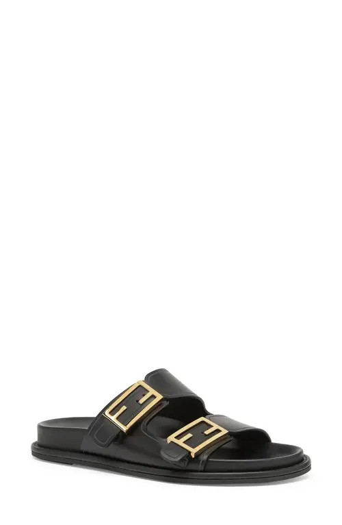 Fendi Feel Dual Strap Slide Sandal in Black at Nordstrom, Size 5.5Us | Nordstrom