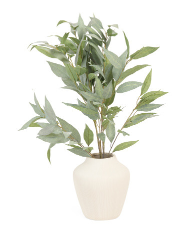 Faux Eucalyptus In Textured Vase | TJ Maxx